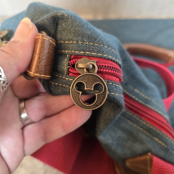 Vintage 90's Disney Expandable Denim Tote Bag Mickey Mouse - Picture 4 of 10